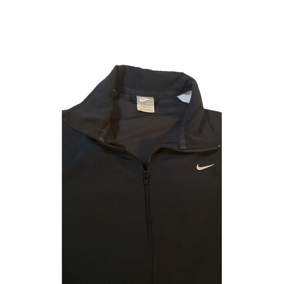 Vintage Nike Women's Black Windbreaker Running White Swoosh Full Zip Jacket Sz M - Picture 7 of 16